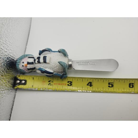 Le Gourmet Chef Snowman Cheese Spreader Christmas Holiday Resin Handle Stainless - Picture 2 of 7